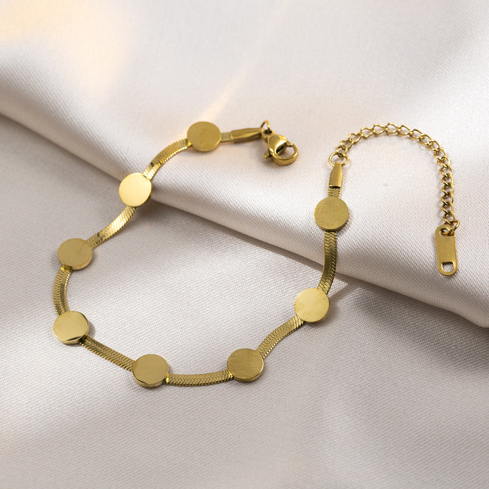 Adora London The Emilia Bracelet Simple Style Round Titanium Steel 18K Gold Plated Bracelet