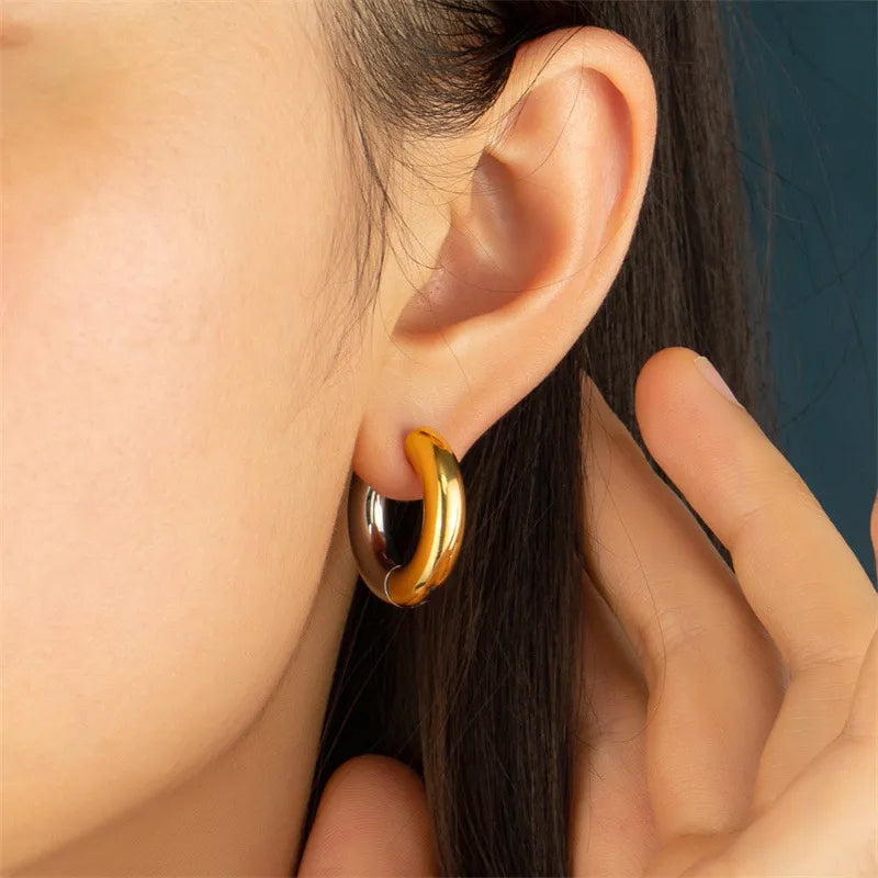 Adora London The Willa Hoops Gold and silver stainless steel hoops