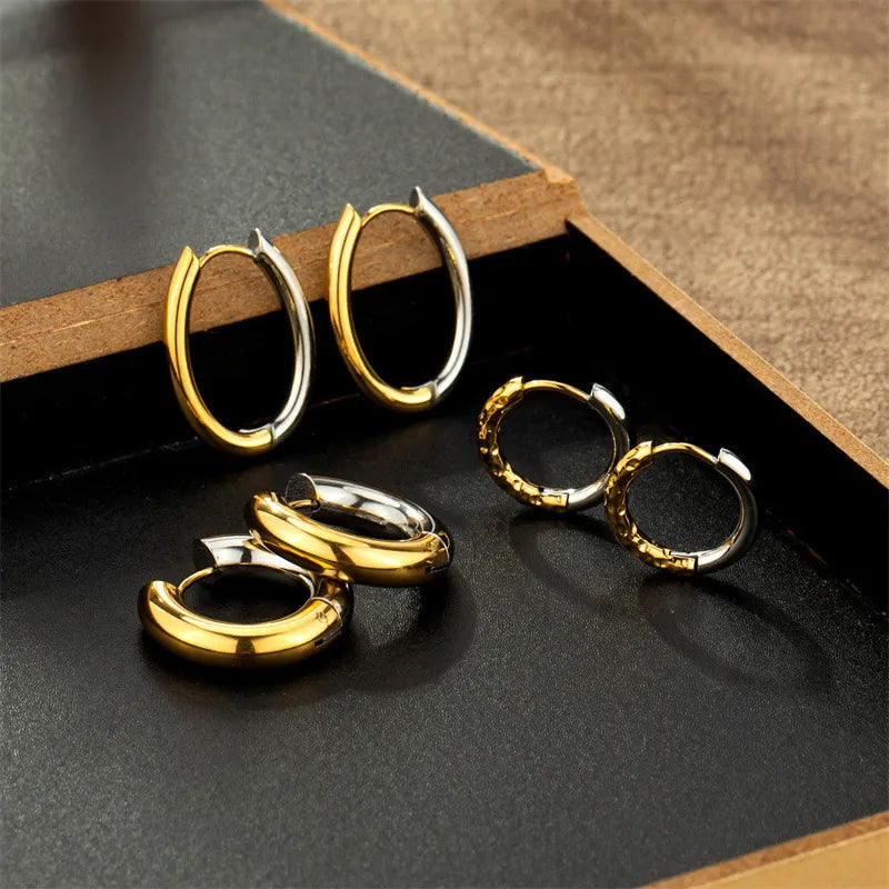 Adora London The Willa Hoops Gold and silver stainless steel hoops