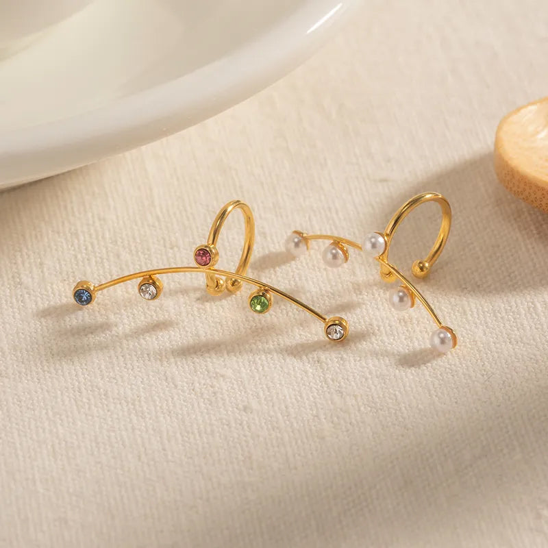 Adora London The Cosmic Ear Cuff 18K gold plated Simple style stainless steel rhinestone inlay ear cuff