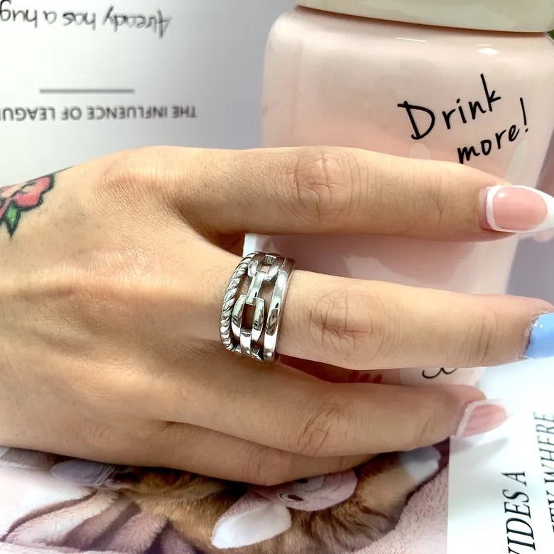 Adora London Lydia Ring In Silver Stainless Steel