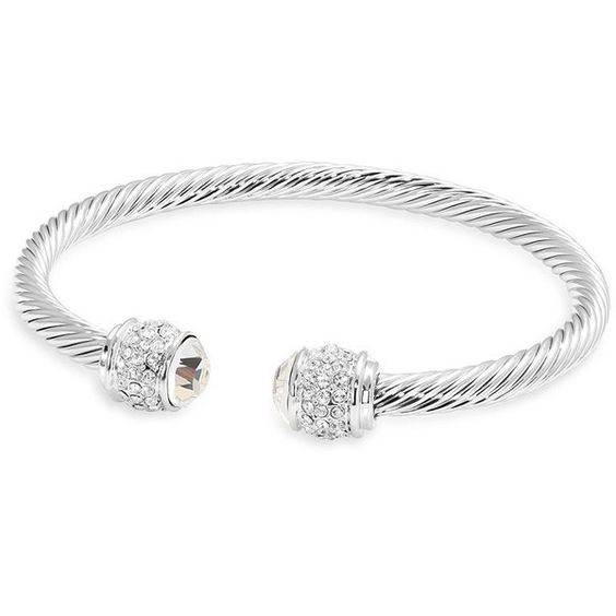 Adora London The Zoey Bangle Chunky Stainless steel rhinestone bangle