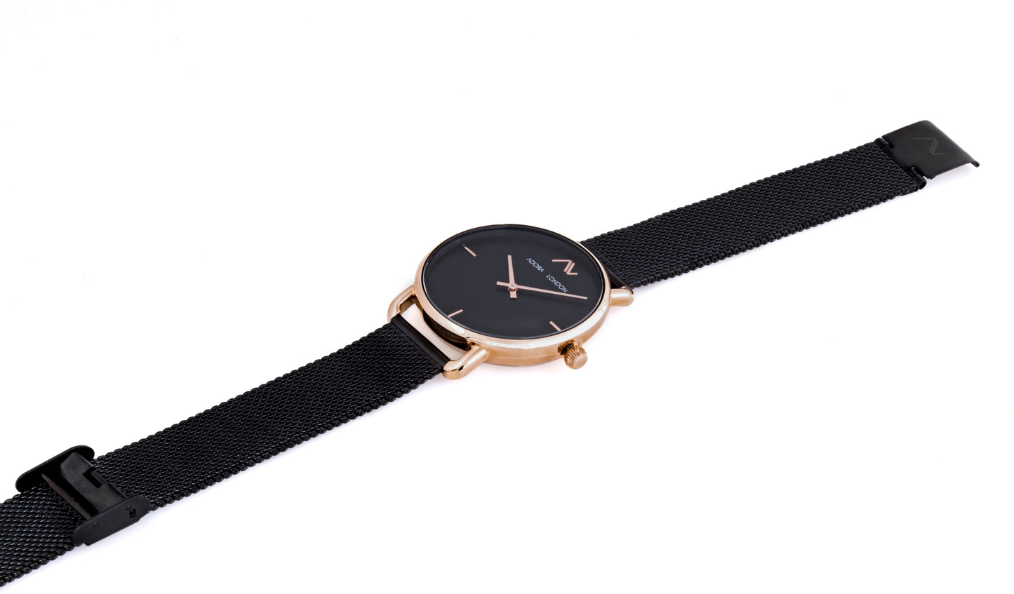 Adora London Watches Black with Black Face