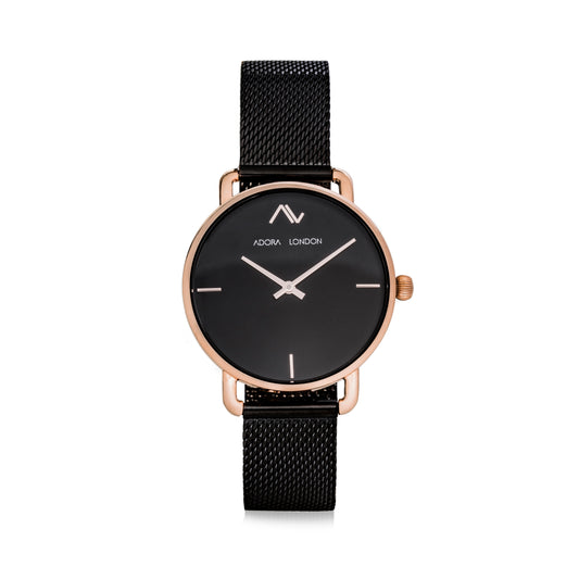Adora London Watches Black with Black Face