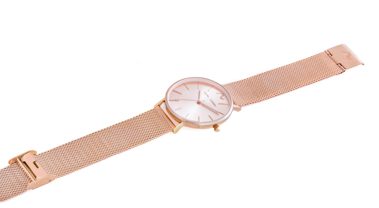 Adora London Watch Rose gold with gold face