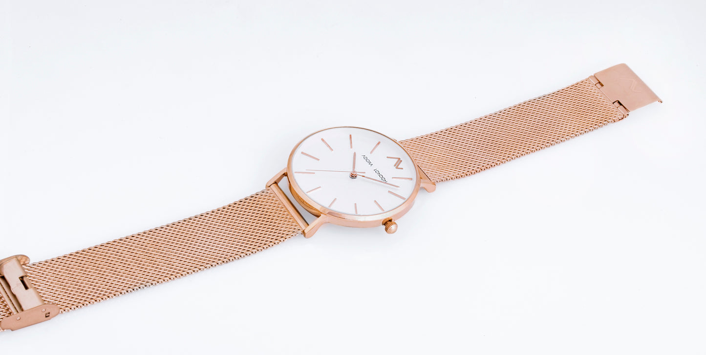 Adora London Watch Rose gold with white face