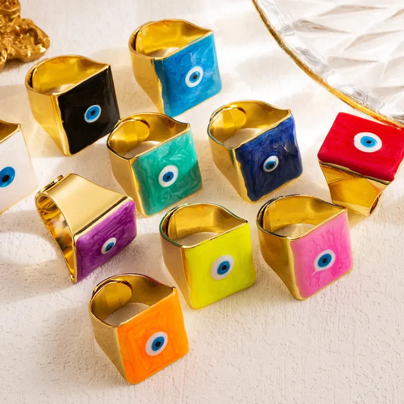 Adora London White Evil Eye Ring 18k Gold Plated