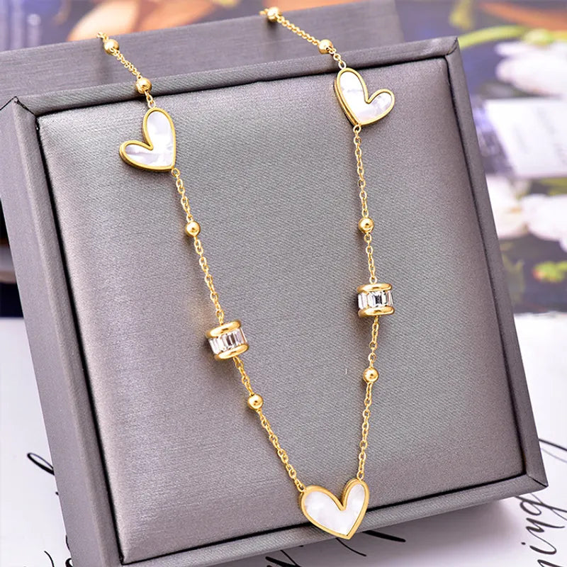 Adora London The Ella Necklace Zircon inlay heart deailed necklace