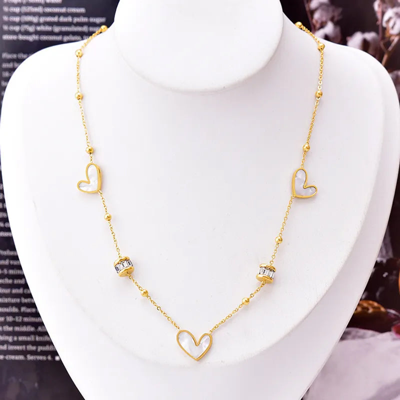 Adora London The Ella Necklace Zircon inlay heart deailed necklace
