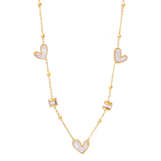 Adora London The Ella Necklace Zircon inlay heart deailed necklace