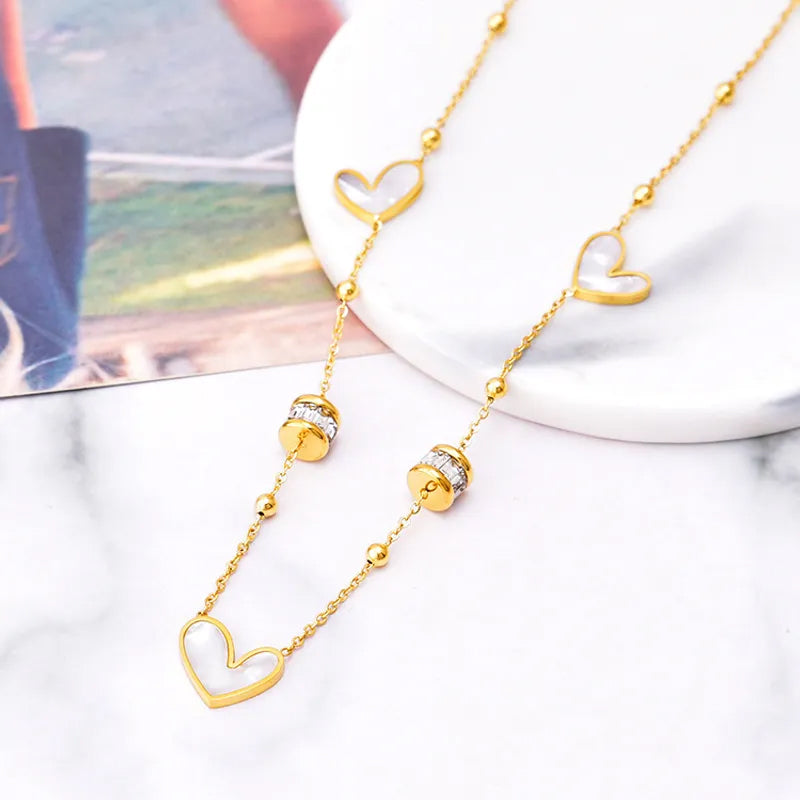 Adora London The Ella Necklace Zircon inlay heart deailed necklace