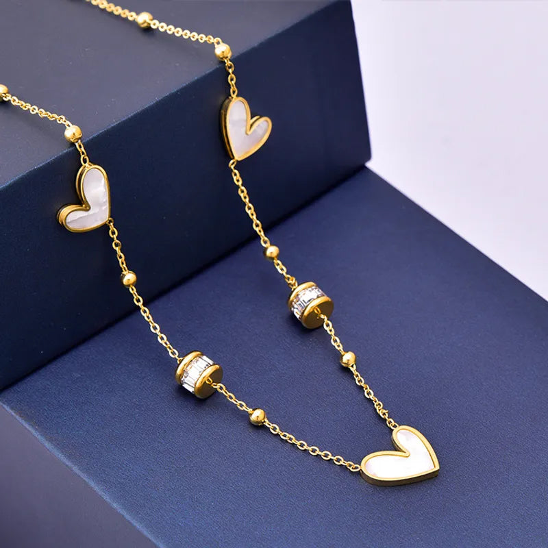 Adora London The Ella Necklace Zircon inlay heart deailed necklace