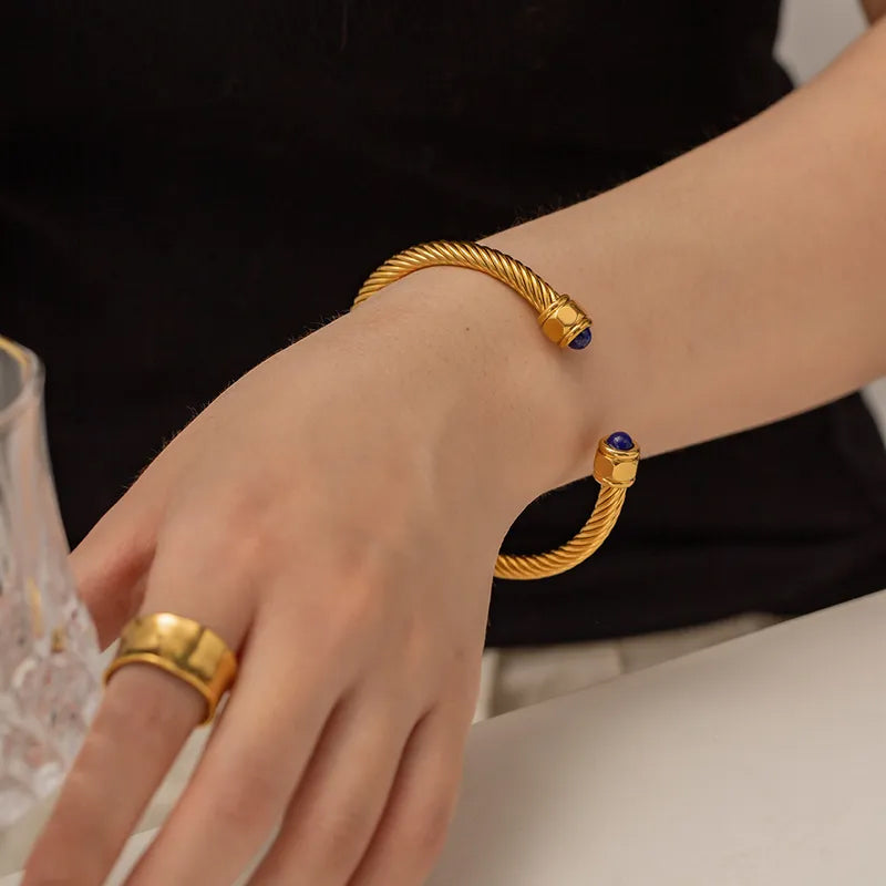 Adora London The Ezra Bangle 18K gold plated bangle with inlay detailing