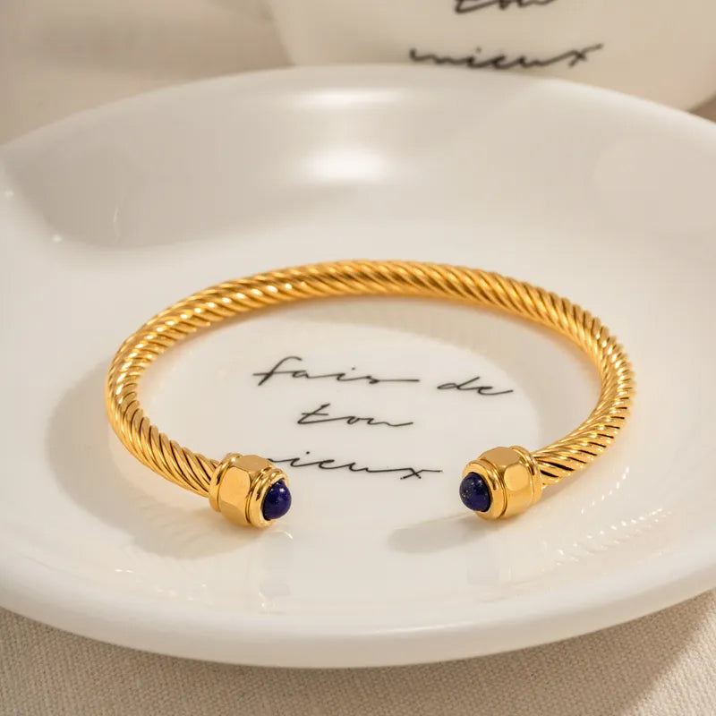 Adora London The Ezra Bangle 18K gold plated bangle with inlay detailing