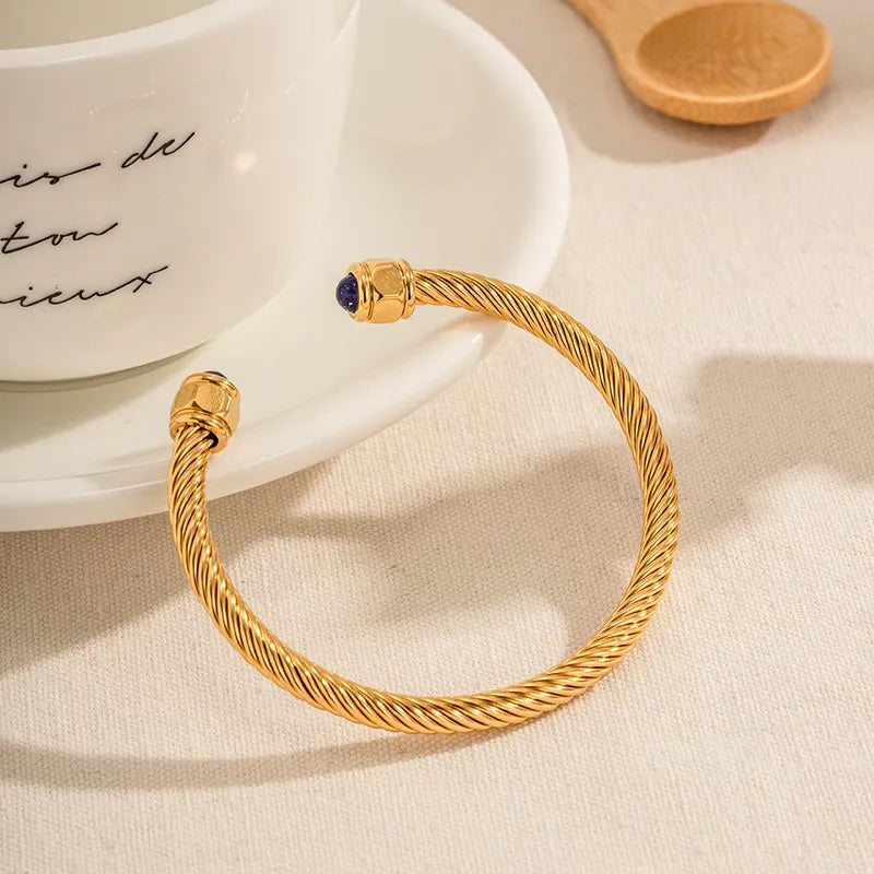 Adora London The Ezra Bangle 18K gold plated bangle with inlay detailing