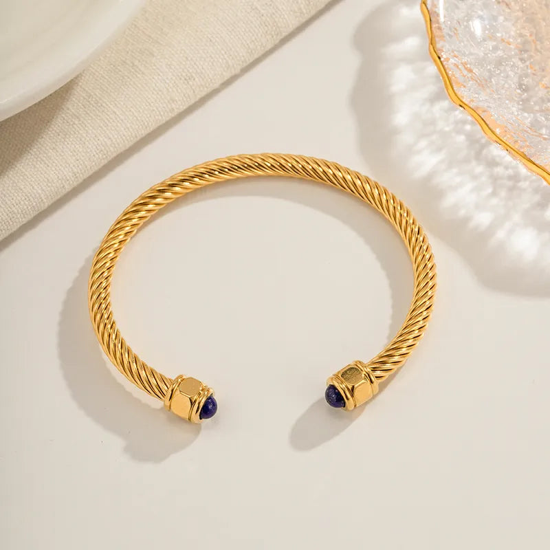 Adora London The Ezra Bangle 18K gold plated bangle with inlay detailing