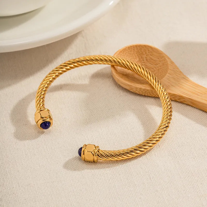Adora London The Ezra Bangle 18K gold plated bangle with inlay detailing