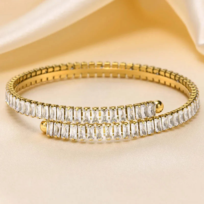 Adora London The Sienna Bangle 18K gold plated stainless steel zircon inlay bangle