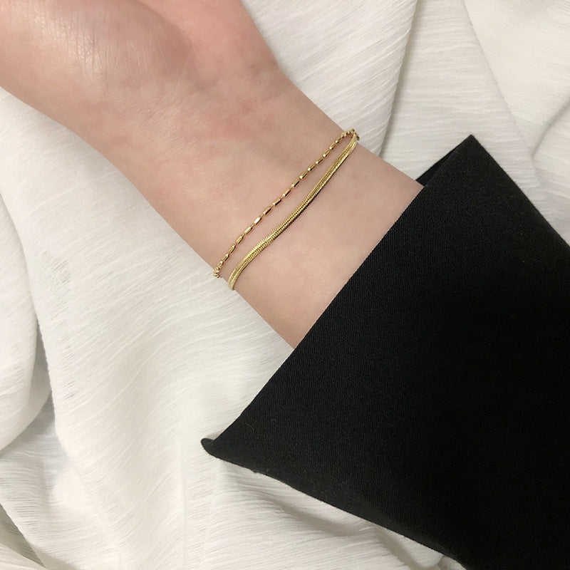 Adora London The Leah Bracelet/anklet Simple double chain 18K gold plated bracelet/anklet