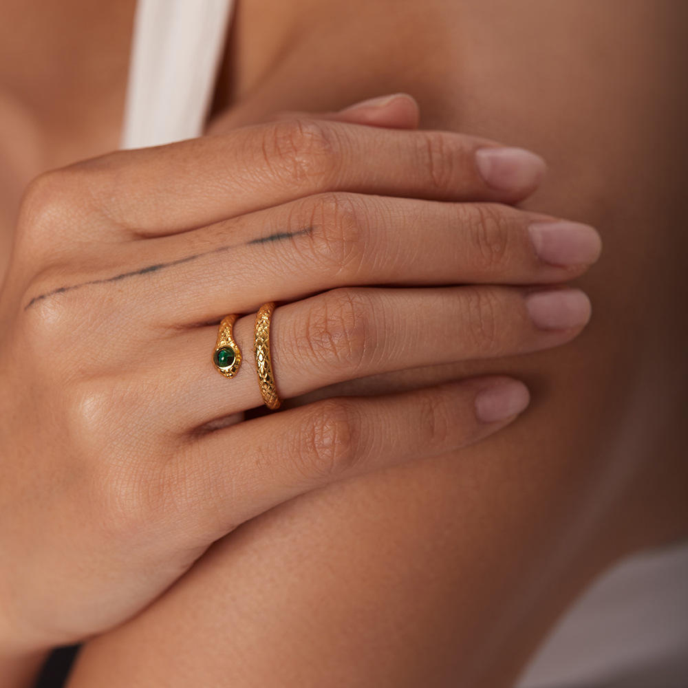 Adora London The Snake Ring 18K gold-plated stainless steel cobra snake open ring
