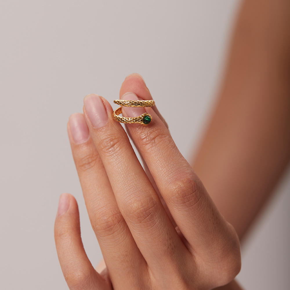 Adora London The Snake Ring 18K gold-plated stainless steel cobra snake open ring