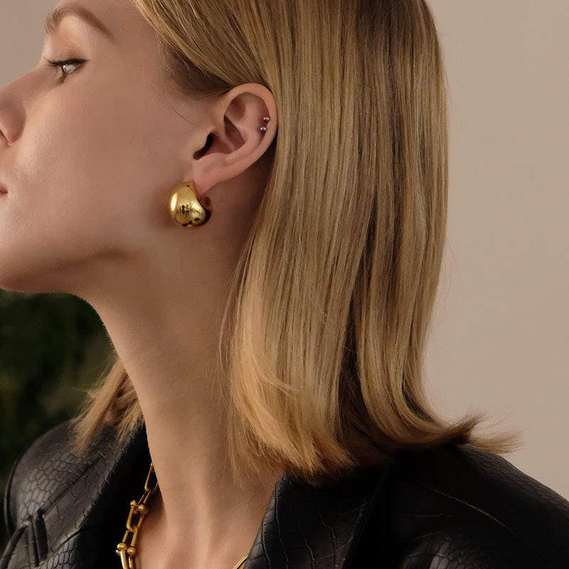 Adora London Oval gold earings Gold plated
