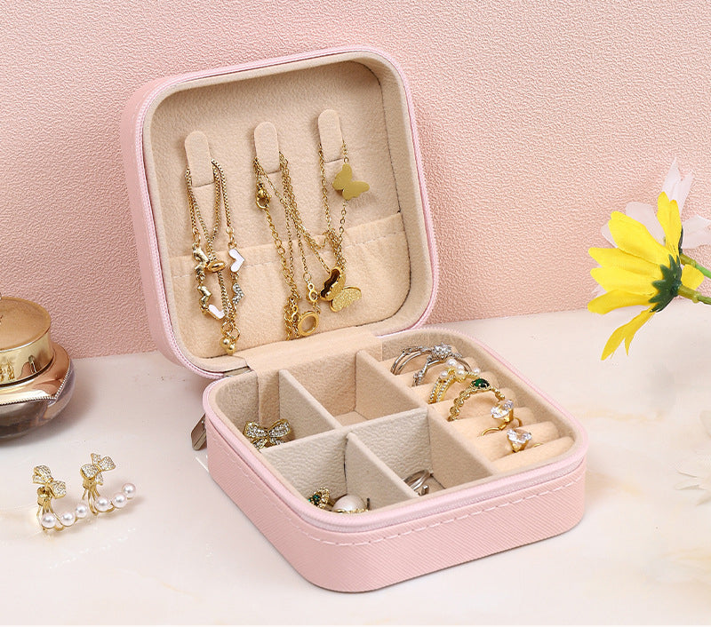 Adora London Pink Jewellery Box Solid colour PU leather small jewellery
