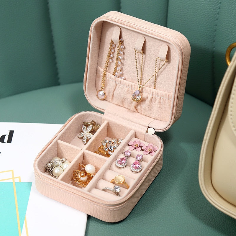 Adora London Pink Jewellery Box Solid colour PU leather small jewellery