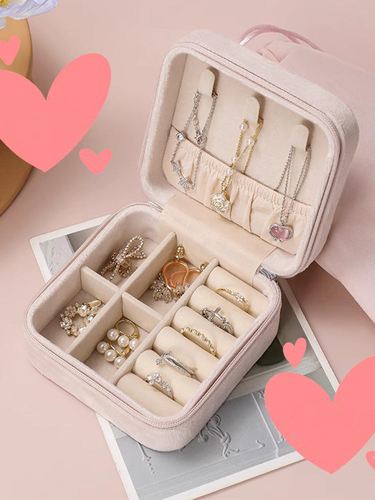Adora London Pink Jewellery Box Solid colour PU leather small jewellery