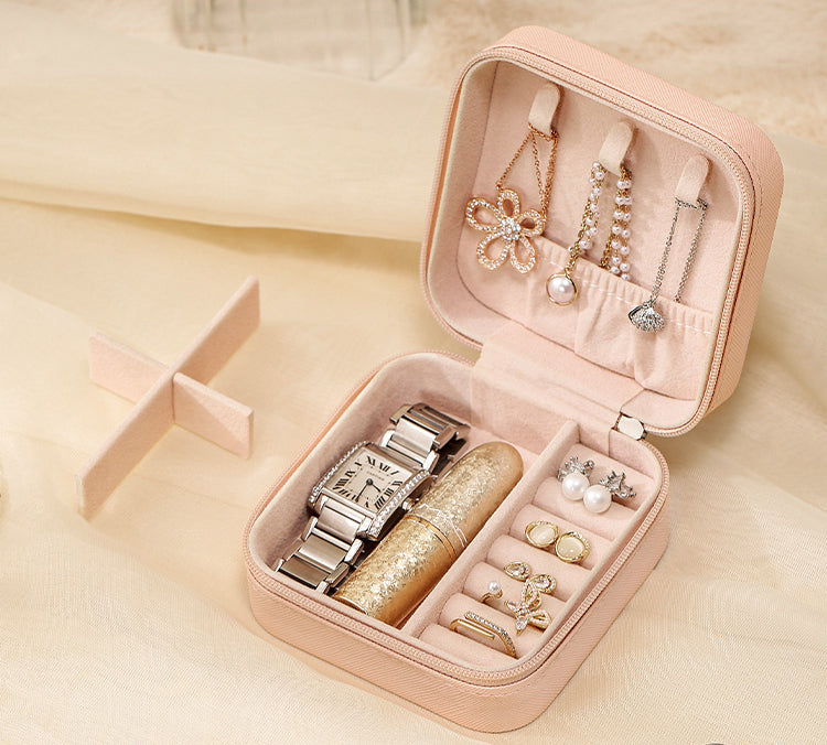 Adora London Pink Jewellery Box Solid colour PU leather small jewellery