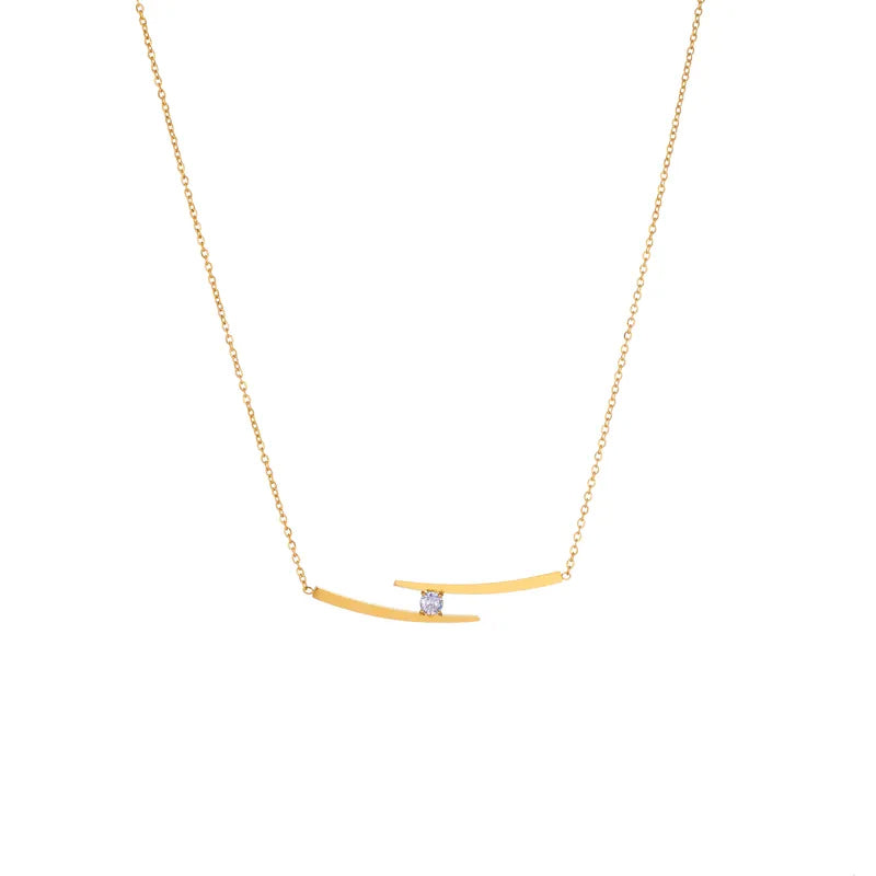 Adora London The Iris Necklace Simple style necklace with double gold plated detailing and gemstone detailing in the center