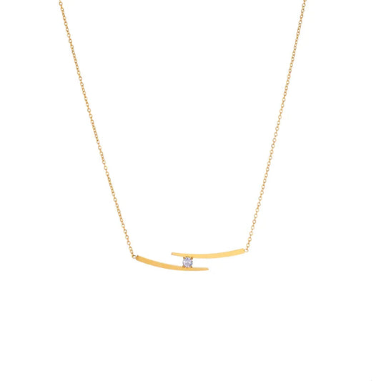 Adora London The Iris Necklace Simple style necklace with double gold plated detailing and gemstone detailing in the center