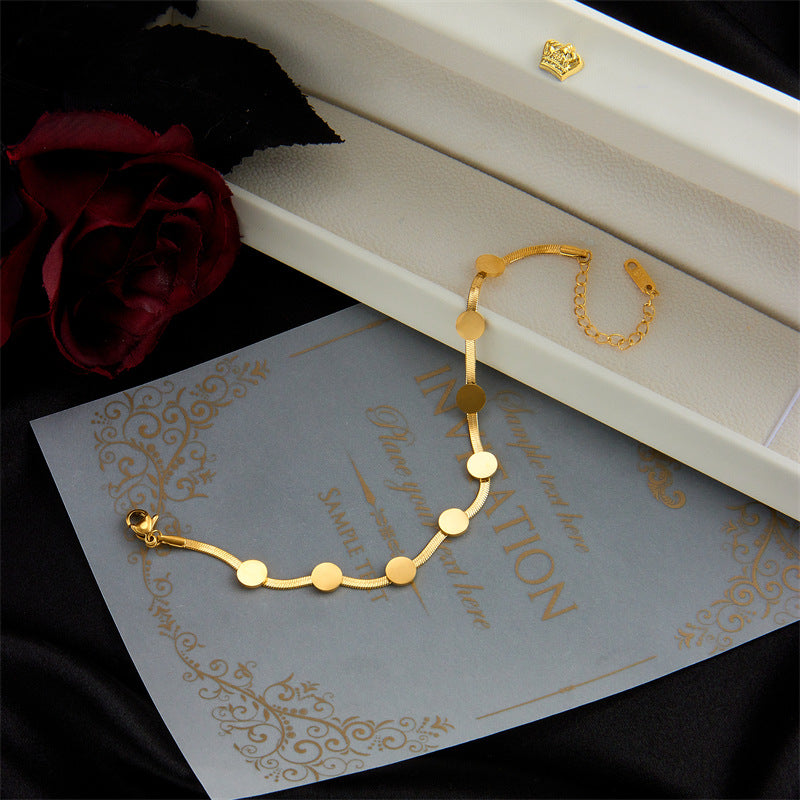 Adora London The Emilia Bracelet Simple Style Round Titanium Steel 18K Gold Plated Bracelet