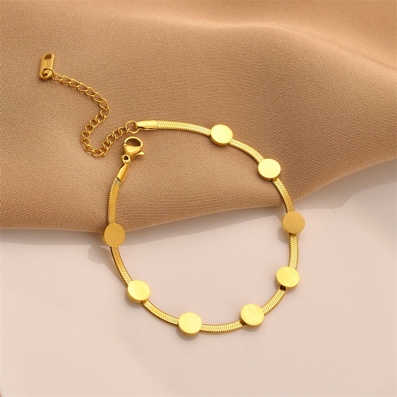 Adora London The Emilia Bracelet Simple Style Round Titanium Steel 18K Gold Plated Bracelet