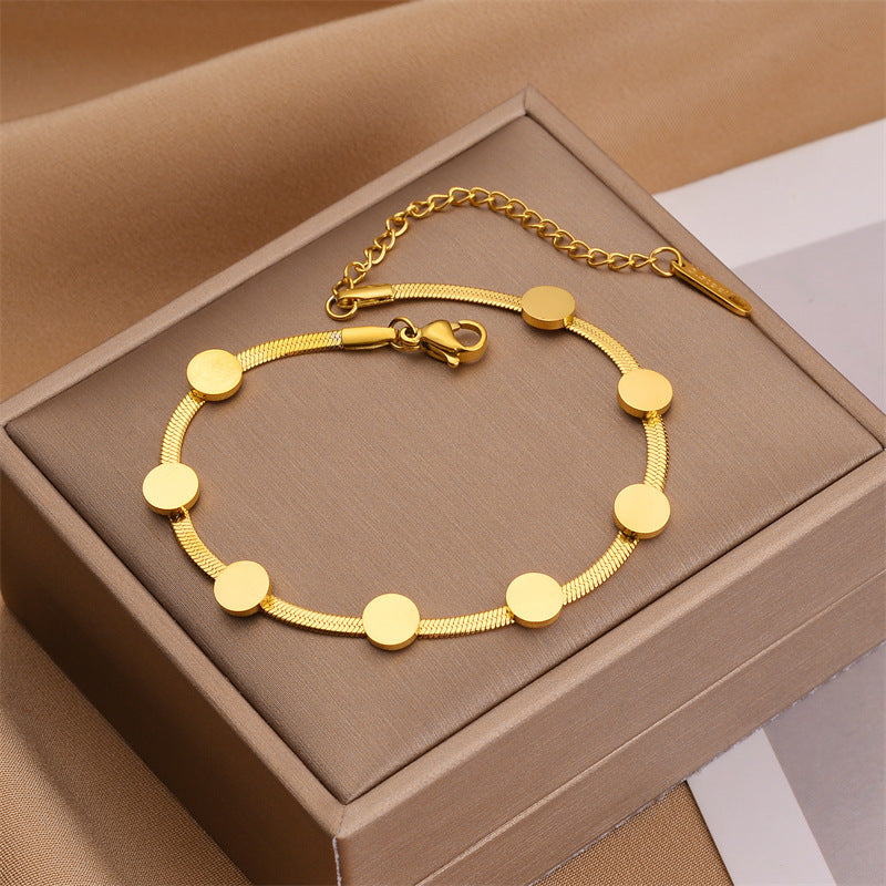 Adora London The Emilia Bracelet Simple Style Round Titanium Steel 18K Gold Plated Bracelet