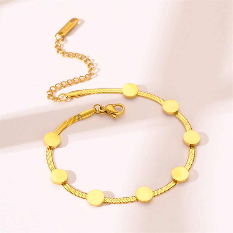 Adora London The Emilia Bracelet Simple Style Round Titanium Steel 18K Gold Plated Bracelet