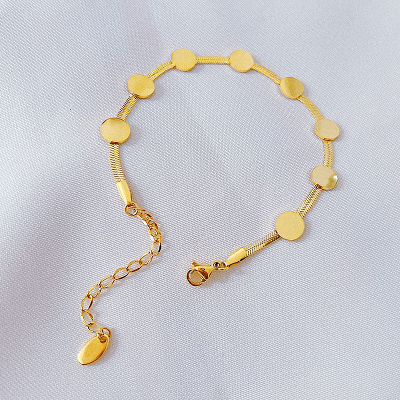 Adora London The Emilia Bracelet Simple Style Round Titanium Steel 18K Gold Plated Bracelet