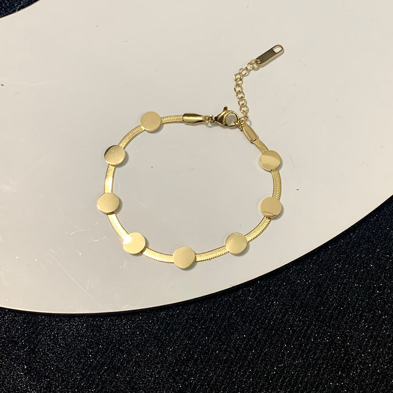 Adora London The Emilia Bracelet Simple Style Round Titanium Steel 18K Gold Plated Bracelet