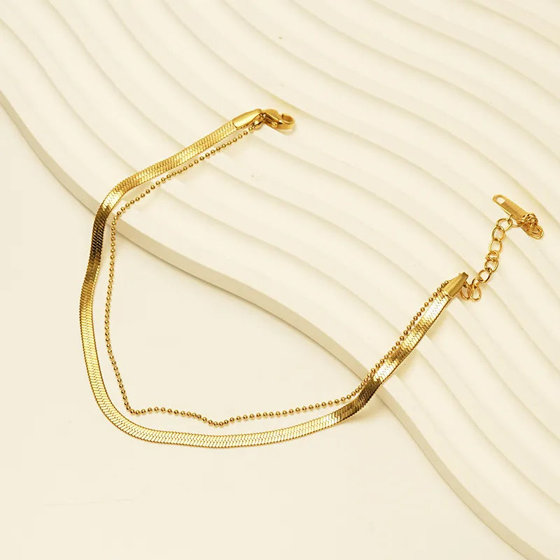 Adora London The Leah Bracelet/anklet Simple double chain 18K gold plated bracelet/anklet
