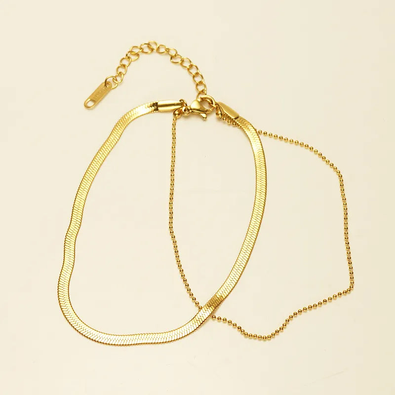 Adora London The Leah Bracelet/anklet Simple double chain 18K gold plated bracelet/anklet