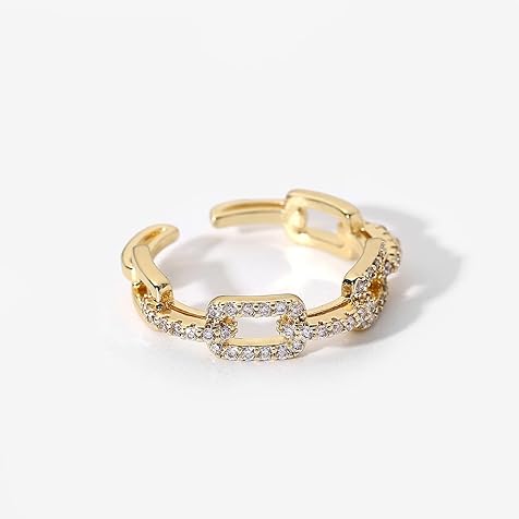 Adora London The Ivy Ring 18K inlaid zirconium open adjustable interlocking ring