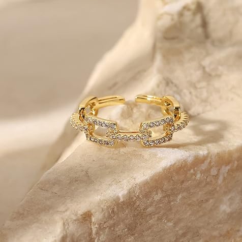 Adora London The Ivy Ring 18K inlaid zirconium open adjustable interlocking ring