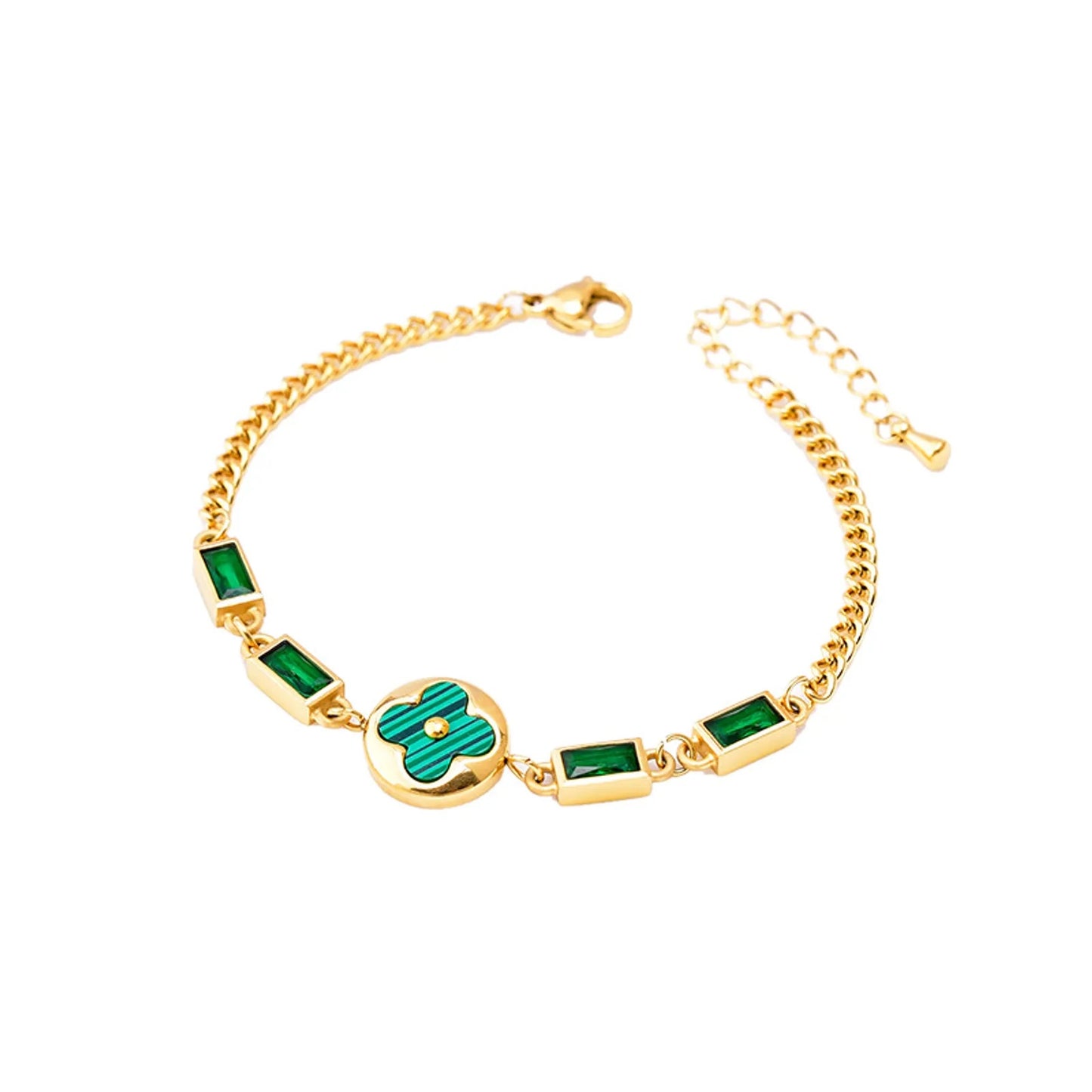 Adora London Orla Bracelet In Green Stainless Steel