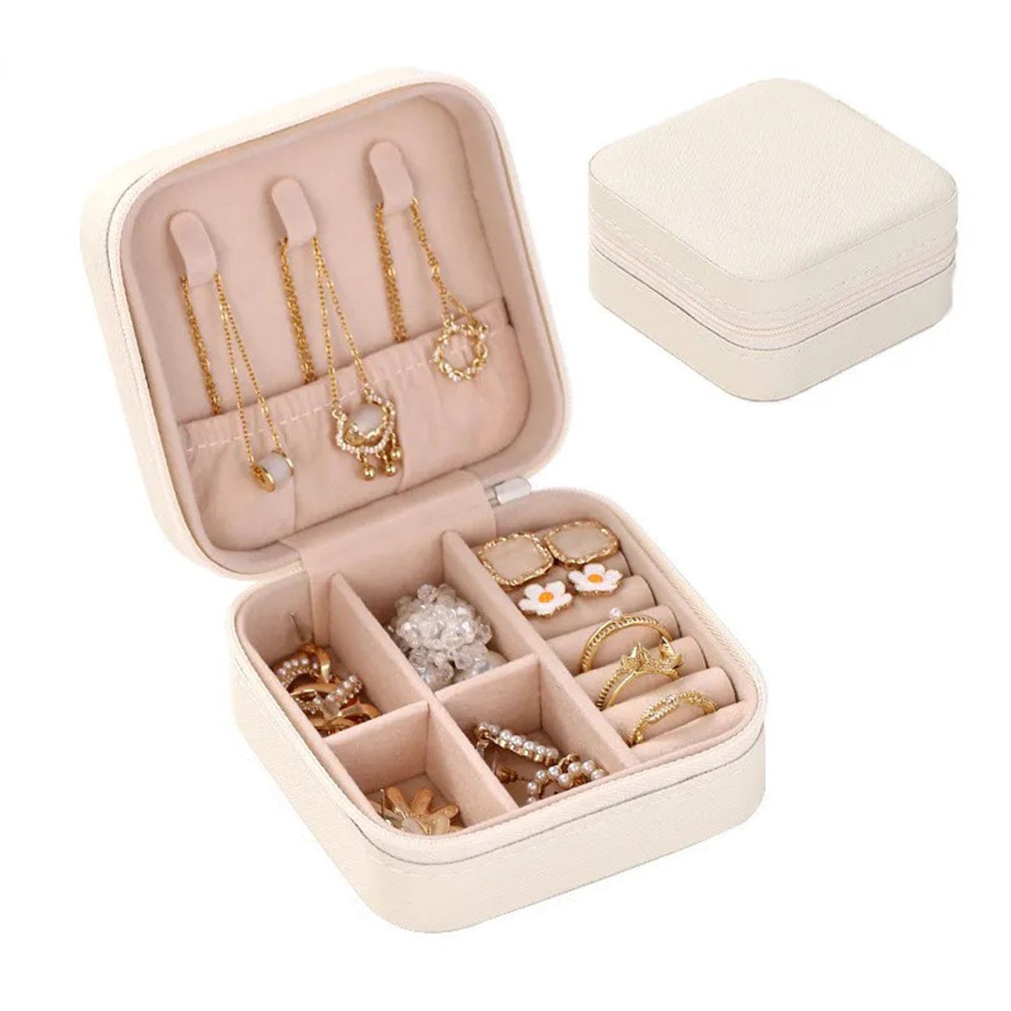 Adora London White Jewellery Box Solid colour PU leather small jewellery