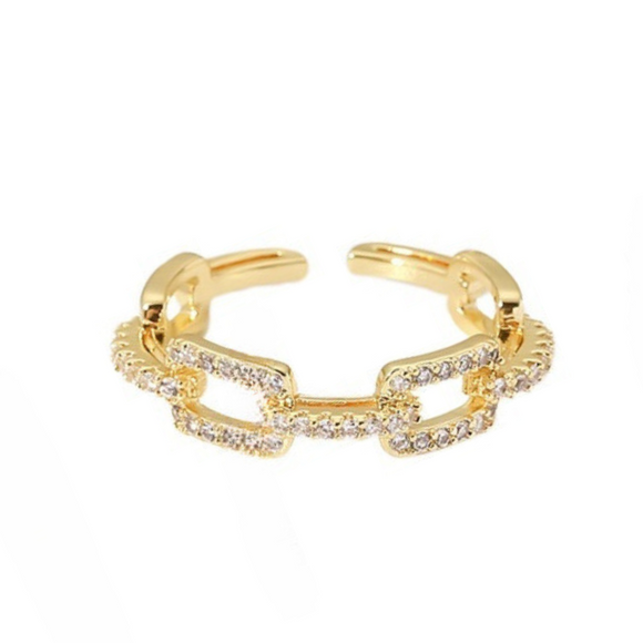 Adora London The Ivy Ring 18K inlaid zirconium open adjustable interlocking ring