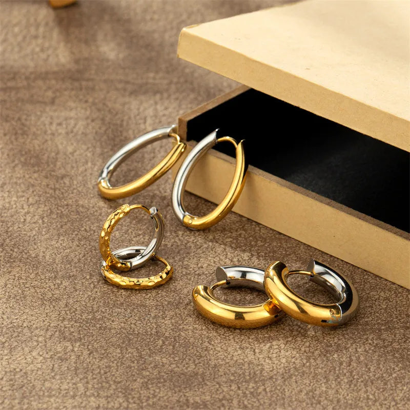 Adora London The Willa Hoops Gold and silver stainless steel hoops