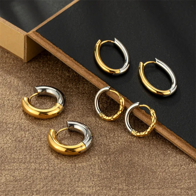 Adora London The Willa Hoops Gold and silver stainless steel hoops