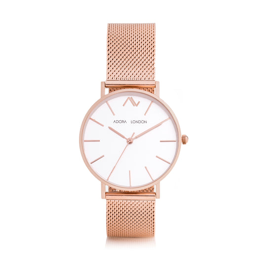 Adora London Watch Rose gold with white face
