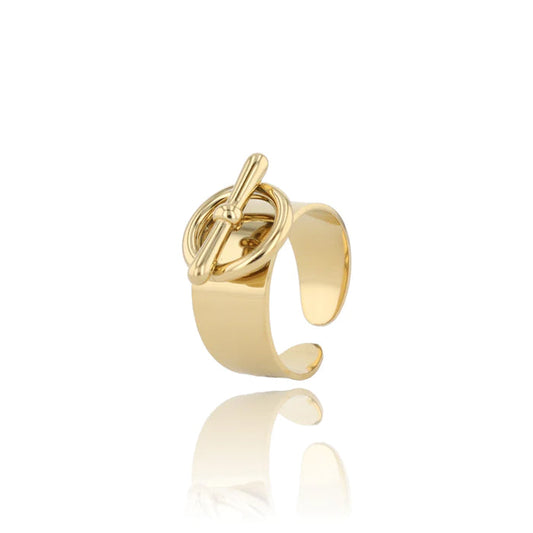 Adora London The Ezra Ring Gold plated open ring with detailing