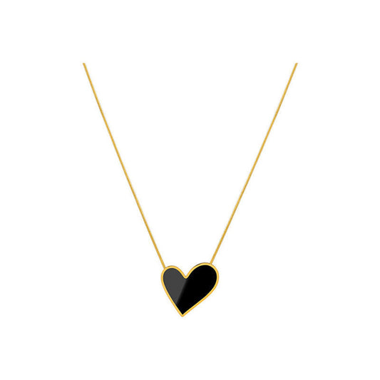 Adora London Black Heart Necklace Stainless steel black heart pendent necklace